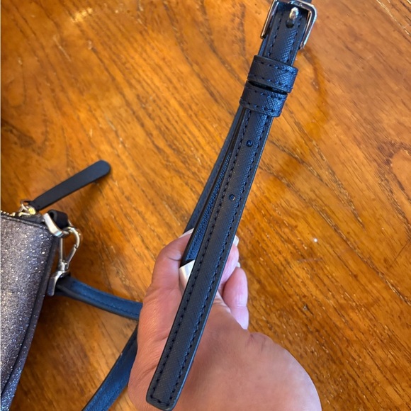 Kate Spade Lola Joeley Tinsel Shimmer Glitter Black Satchel Crossbody - Picture 9 of 11